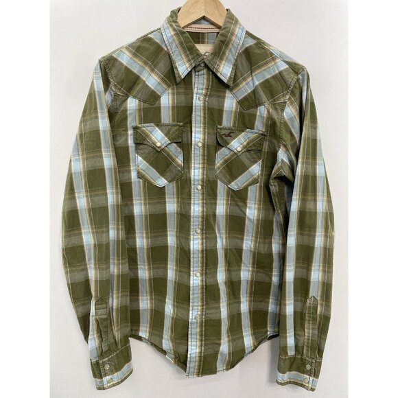 Hollister Other - Hollister Pearl Snap Western Shirt Long Sleeve Button Down Plaid Green Mens S